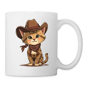 Süße Cowboy Katze - Tasse - Weiß - Rechts