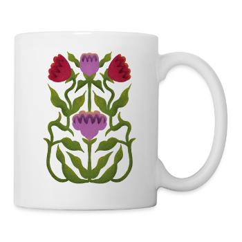 Kunstvolle Blumenornamente - Tasse - Weiß - Rechts