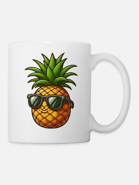 Ananas mit Sonnenbrille - Tasse - Weiß