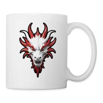 Roter und weißer Drachenkopf - Tasse - Weiß - Rechts