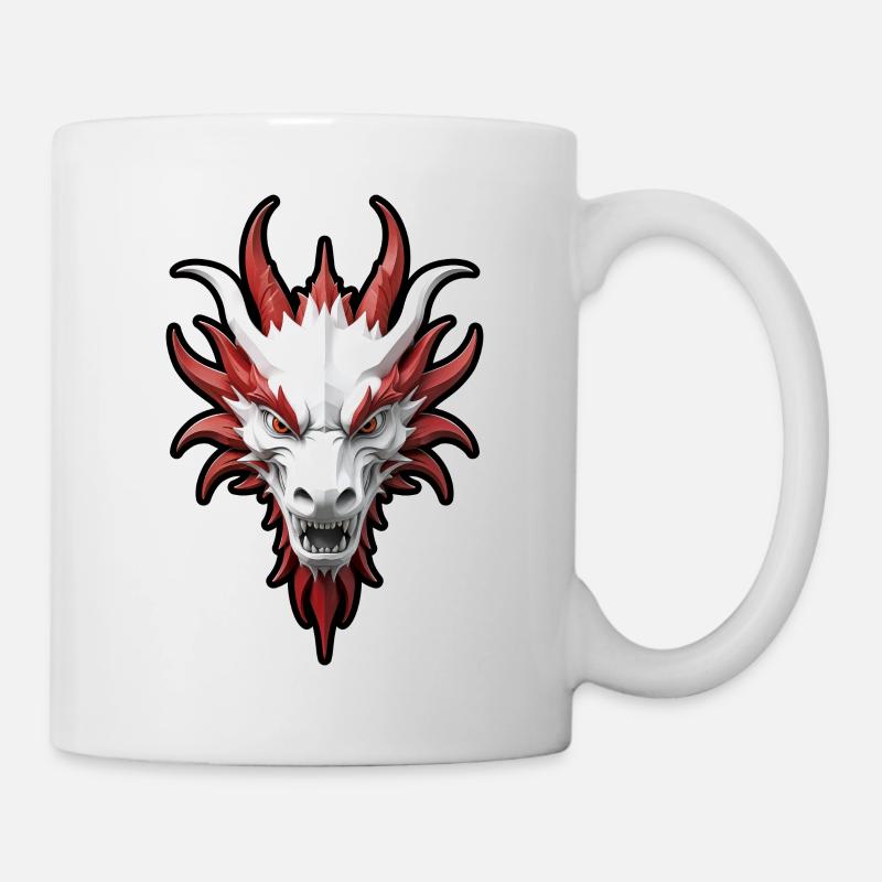 Tête de dragon rouge et blanc - Mug blanc - blanc