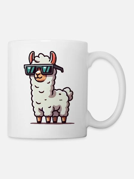 lama sonnenbrille cool - Tasse - Weiß