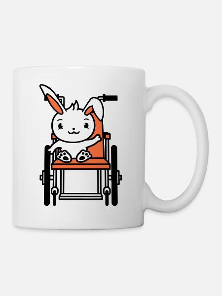 Hase Rollstuhl winkt behindert laufen krank Beine - Tasse - Weiß
