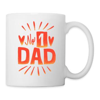 No. 1 Dad – Hearts and Rays Design - Mug - white - Right