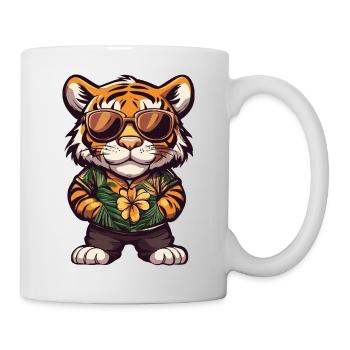 Tiger Comic Lustig Sommer - Tasse - Weiß - Rechts