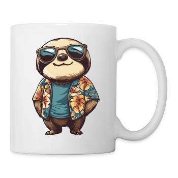 Faultier Lustig Sommer - Tasse - Weiß - Rechts