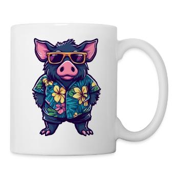 Schwein Sommer Wildschwein - Tasse - Weiß - Rechts