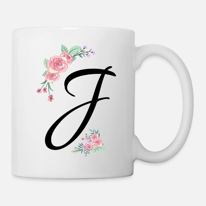 Buchstabe j Blumen - Tasse - Weiß