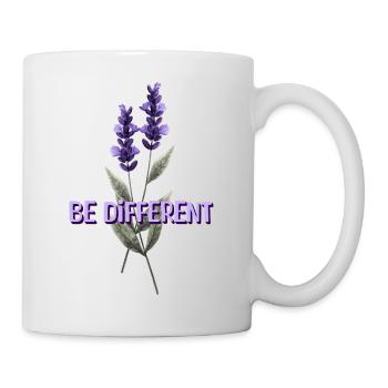 BE DIFFERENT – Lavendel Blumenliebe Affirmationen - Tasse - Weiß - Rechts