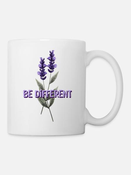 BE DIFFERENT - Affirmations d’amour de fleur de lavande - Mug blanc - blanc