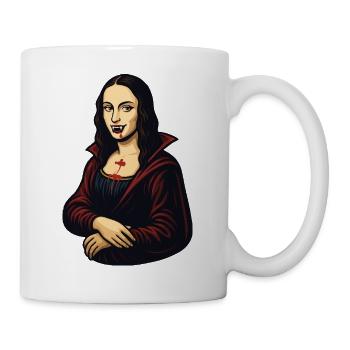 Mona Lisa vampire cartoon - Mug - white - Right