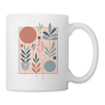 Pastell Muster Abstrakt Form Kunst Pflanzen Natur - Tasse - Weiß - Rechts