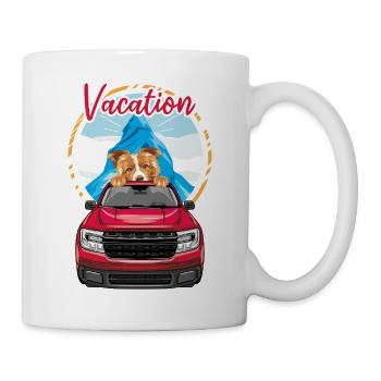 Niedlicher Border Collie Hund, der in einem Pickup reist - Tasse - Weiß - Rechts
