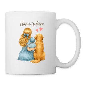 Home is Here – Family with Dog - Mug - white - Right