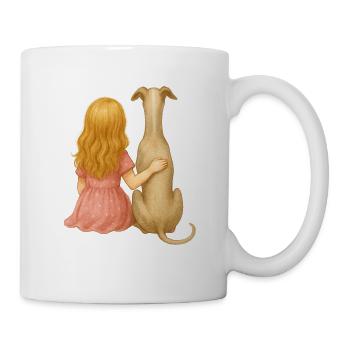 Greyhound – Fille et chien côte à côte - Mug blanc - blanc - Droite