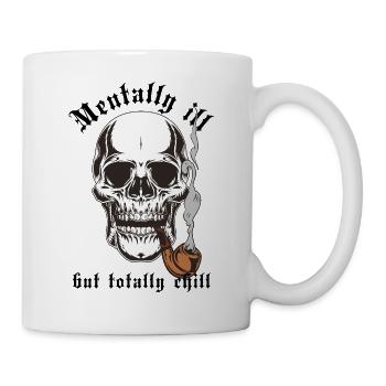 Malade mental mais totalement détendu – Skull Pipe - Mug blanc - blanc - Droite