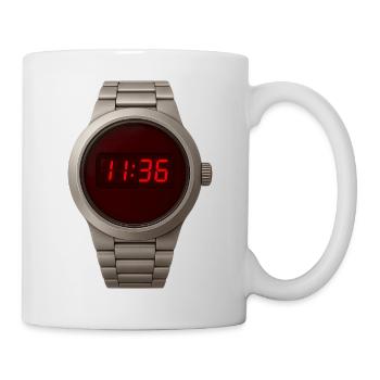 Horloge numérique cool dans un boîtier en acier inoxydable avec LED rouge - Mug blanc - blanc - Droite