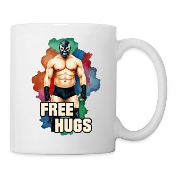 Muscular Man Wrestler - FREE HUGS 1 - Tasse - Weiß - Rechts