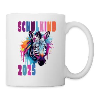 Schulkind 2025 - Einschulung - Wildtier - Zebra - Tasse - Weiß - Rechts