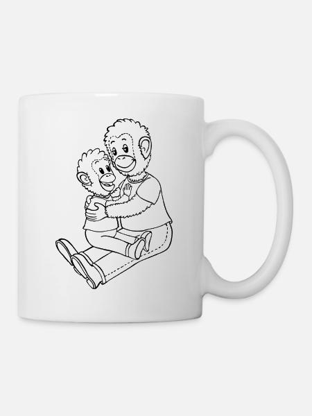 Mama Kind Schimpanse - Tasse - Weiß