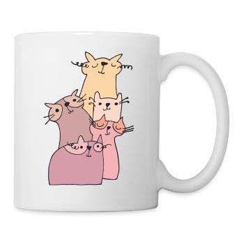 katzen treffen rosa - Tasse - Weiß - Rechts