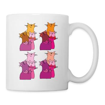 katzen treffen muster - Tasse - Weiß - Rechts