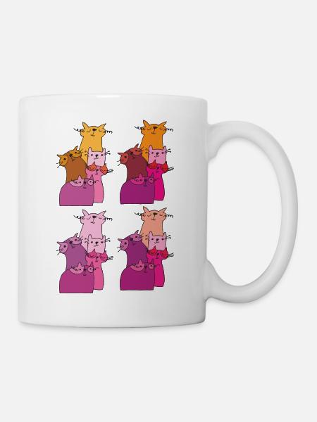 katzen treffen muster - Tasse - Weiß