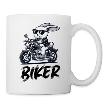 hase motorrad biker - Tasse - Weiß - Rechts