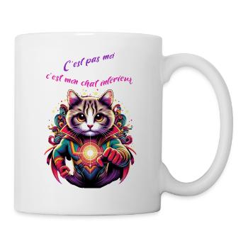C’ est pas moi c est mon chat interieur - Mug blanc - blanc - Droite