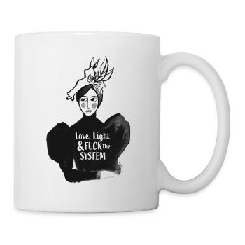 « Love, Light & FUCK the SYSTEM » rebelle - Mug blanc - blanc - Droite