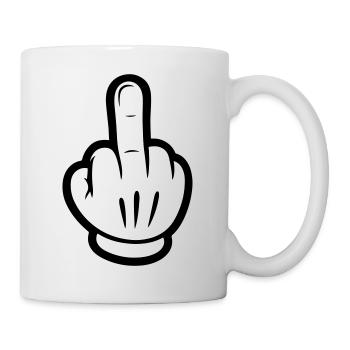 Doigt d’honneur main comique - Mug blanc - blanc - Droite