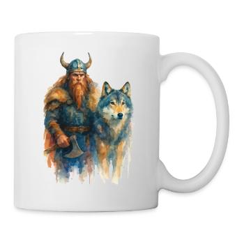 wikinger wolf - Tasse - Weiß - Rechts