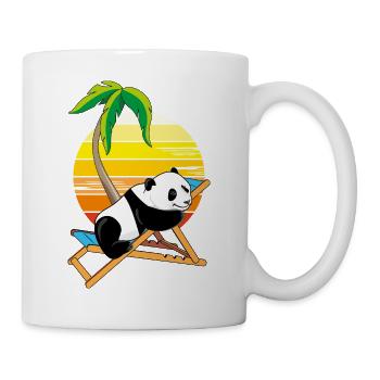 Bébé panda ours se relaxant sur la chaise longue - Mug blanc - blanc - Droite