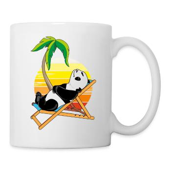 Ours panda heureux se relaxant sur la chaise longue - Mug blanc - blanc - Droite