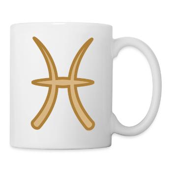 Pisces Zodiac Symbol Two Tone Golden - Mug - white - Right