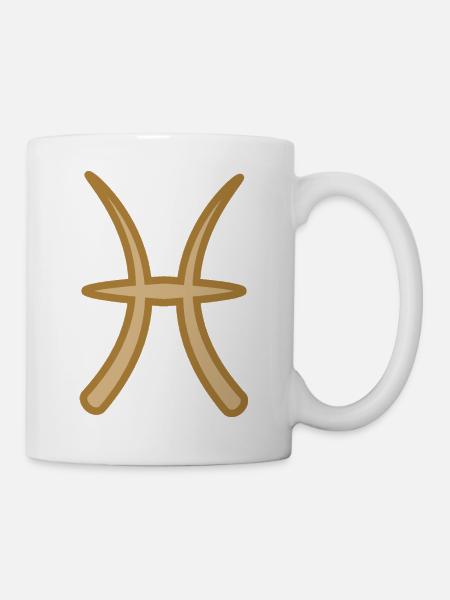 Pisces Zodiac Symbol Two Tone Golden - Mug - white