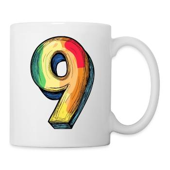 9 Zahl Comic - Tasse - Weiß - Rechts
