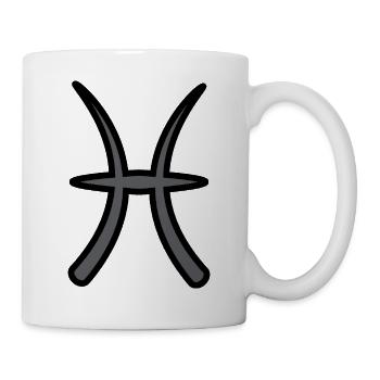 Symbole du signe du zodiaque Poissons Noir et gris - Mug blanc - blanc - Droite