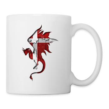 Drapeau du Danemark - Danemark - Silhouette de dragon - Mug blanc - blanc - Droite