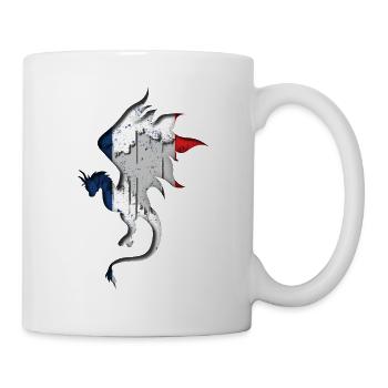 Flagge von Frankreich - Frankreich - Drachensilhouette - Tasse - Weiß - Rechts