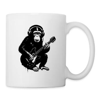 Monkey on guitar plays harmonies - Mug - white - Right