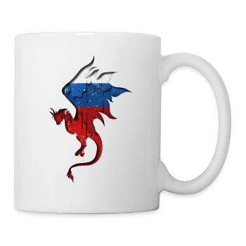 Drapeau de la Russie - Russie - Silhouette de dragon - Mug blanc - blanc - Droite