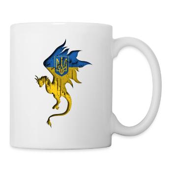 Flag of Ukraine - Ukraine - Dragon Silhouette - Mug - white - Right