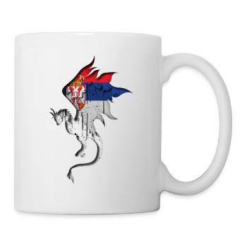 Drapeau de la Serbie - Serbe - Silhouette de dragon - Mug blanc - blanc - Droite