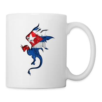Flagge von Kuba - Kuba - Drachensilhouette - Tasse - Weiß - Rechts