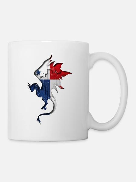 Panama Flag - Dragon Silhouette - Mug - white