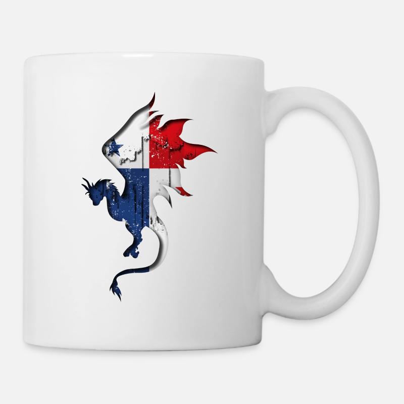 Panama Flag - Dragon Silhouette - Mug - white