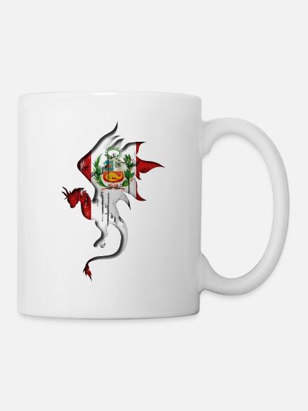 Flagge von Peru - Peru - Drachensilhouette - Tasse - Weiß