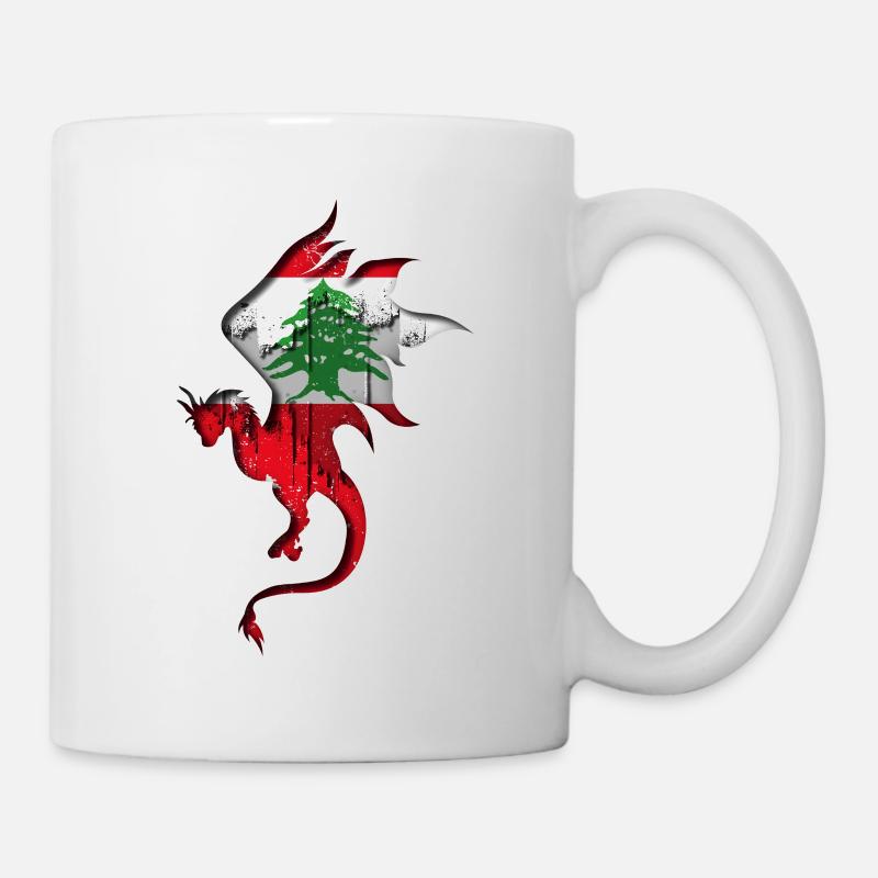 Drapeau du Liban - Liban - Silhouette de dragon - Mug blanc - blanc