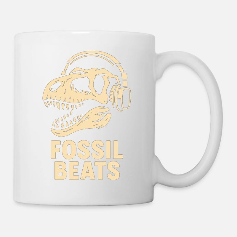 Fossil Beats Dinosaur mit Kopfhörer - Tasse - Weiß